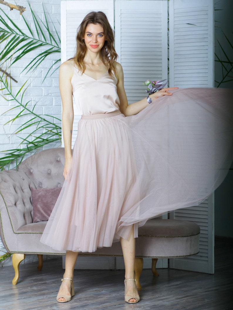 Prom tulle skirt Simple wedding tulle skirt Bridesmaids long tulle skirt Casual tulle skirt