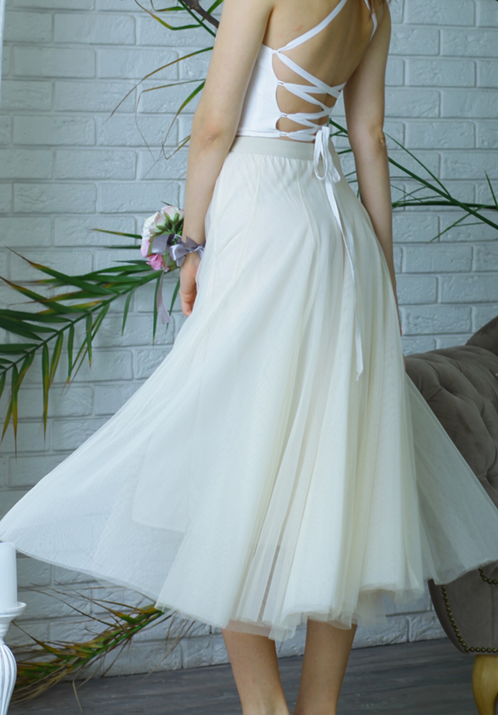 Ivory Tulle bridesmaids skirt Prom long tulle skirt. Wedding | Etsy