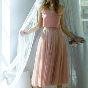Bridesmaids long tulle skirt. Prom tulle skirt. Simple wedding tulle skirt. Casual tulle skirt
