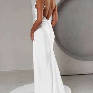 Backless Simple Wedding Dress/ Simple Bridal White Dress With Buttons ...