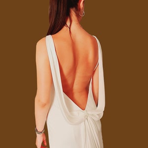 Backless Simple wedding dress. Bridle deep low back slip dress.  Custom Wedding  minimalism slip dress. Ivory reception long Dress