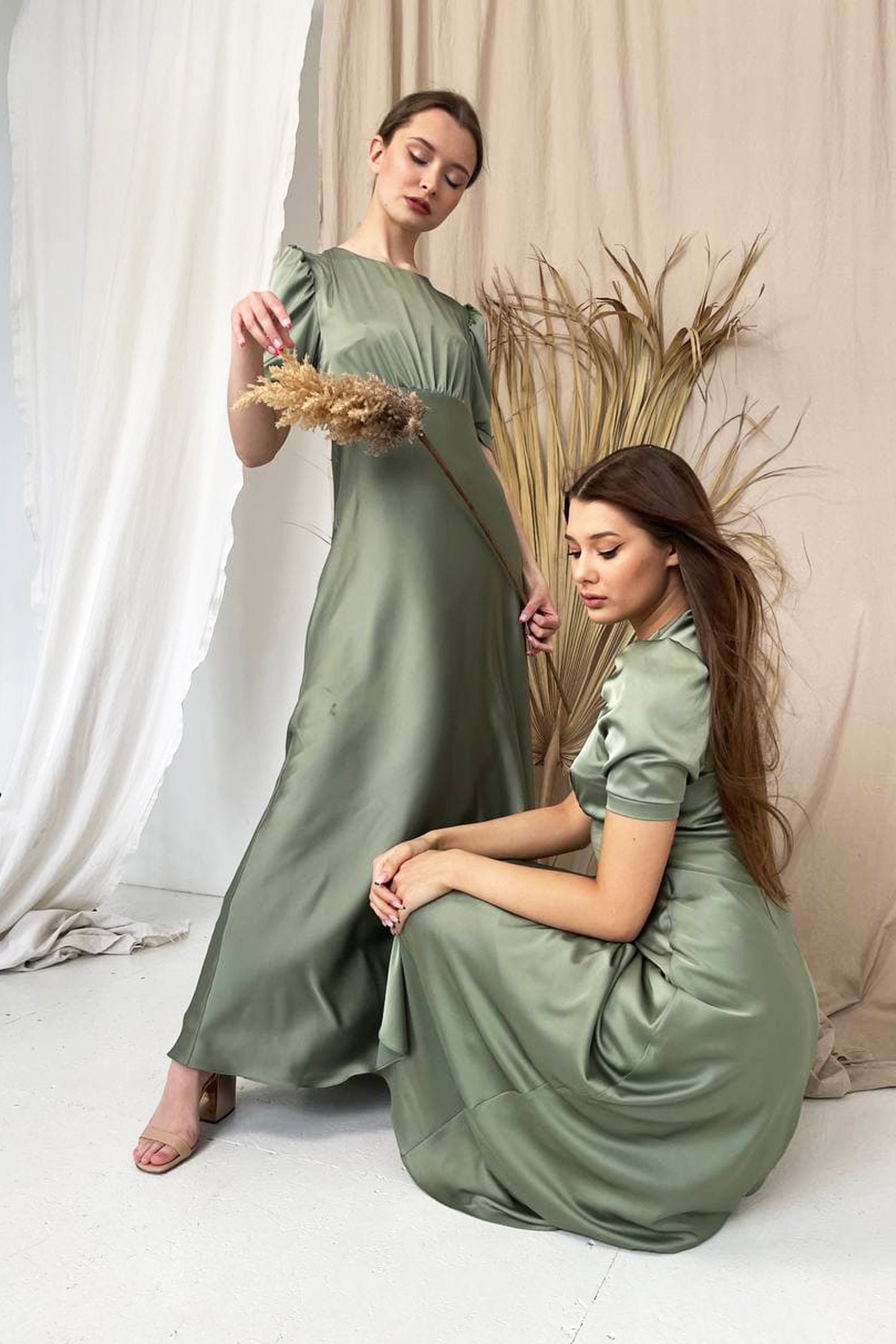 Bridesmaids satin long slip dress. Prom slip dress. Etsy