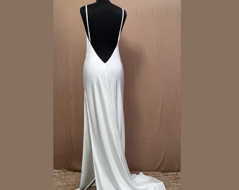 satin white dress long