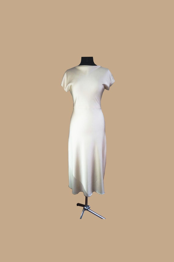 Champagne Silk Bridesmaids Midi Dress. Elopement Copper Dress Cowl Neck. Simple Wedding Slip Dress. Vintage Silk Reception Dress