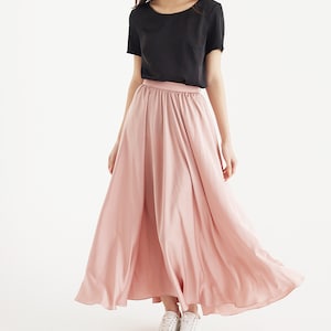 Rose Gold flared vintage Skirt, Ankle length silk Circle Skirt, Midi Women Skirt 1950 years, Pockets Solid Skirt, Vintage Skirt, 1950 skirt
