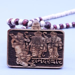 Tulsi Bead Ramayana Mala: Hand-Carved Hanuman Pendant
