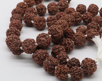 Genuine Himalayan Rudraksha Prayer Beads | 54 And 108 Bead Mala with Tassel | Nepalese Rudraksha Rosary Seeds | Hindu Meditation & Prayer