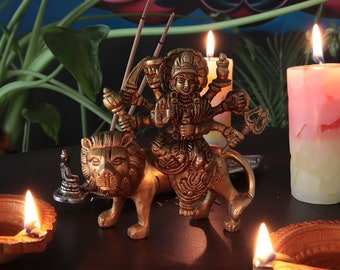 Brass Goddess Durga Statue: Maa Durga Idol for Puja