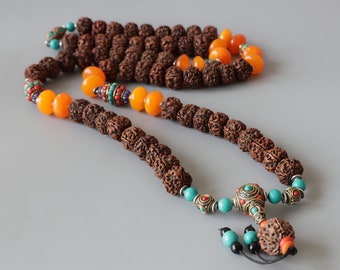 Peace and Protection; Tibetan Rudraksha With Natural Stones, Mother's Day Gift