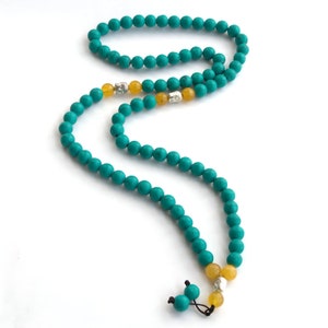 Turquoise Necklace | Genuine Round Turquoise Gemstone Necklace | Real Natural Turquoise Boho Mala | Gift For Her
