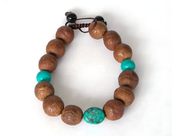 Pulsera de semillas de Bodhi: Cuentas de oración ajustables de piedra natural