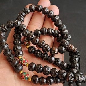 Kali Skull Bone Mala - Tibetan Hand Carved Buddhist Necklace