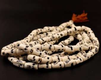 Cuentas de oración tibetanas de hueso de calavera de Bhairav