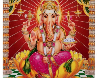 Hindu Deity God Ganesh Poster - Intricate Digital Download for Spiritual Decor | Meditation Space, Sacred Religious Gift - Instant Download