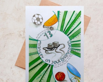 Bar Mitzvah Card | Judaica Art, Mazel Tov
