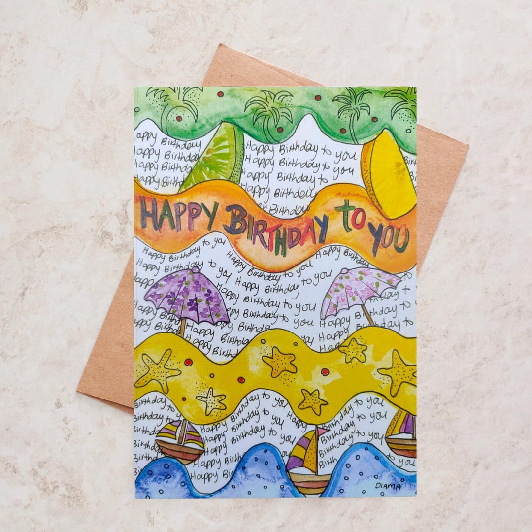 Happy Birthday Greeting Card - Blank Inside - Etsy
