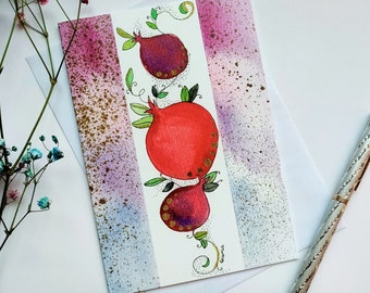 Pomegranate Artwork | Blank Greeting Card | Bithday | Gift