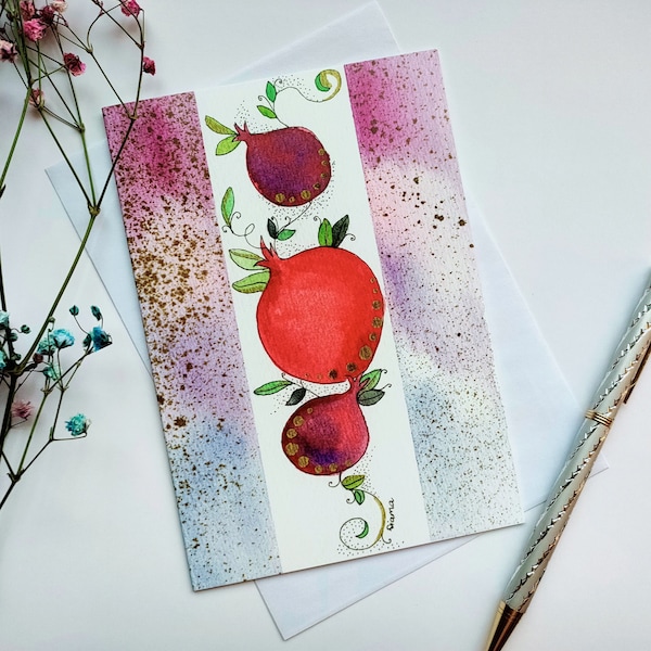 Pomegranate Artwork | Blank Greeting Card | Bithday | Gift