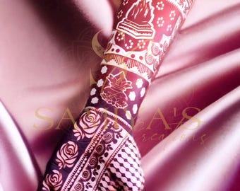 Bridal Henna Stencil: Taj Mahal, Floral Mehndi Design