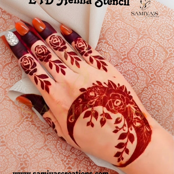 Artisanal EID Henna Stencil: Intricate Designs for Festive Celebration.