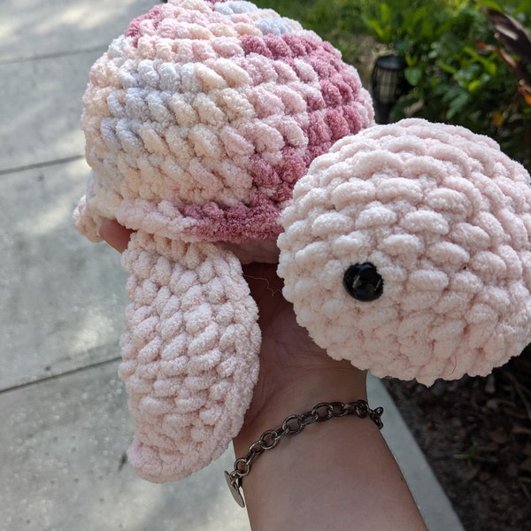 Large Pink Multi Turtle Plush