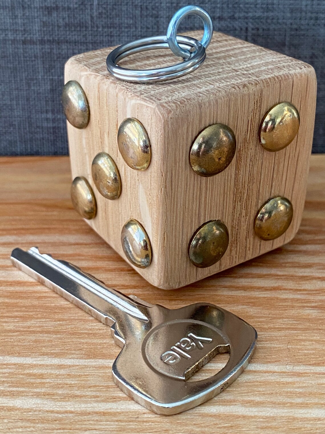 Handmade Large Wooden Oak Dice Keyring Etsy
