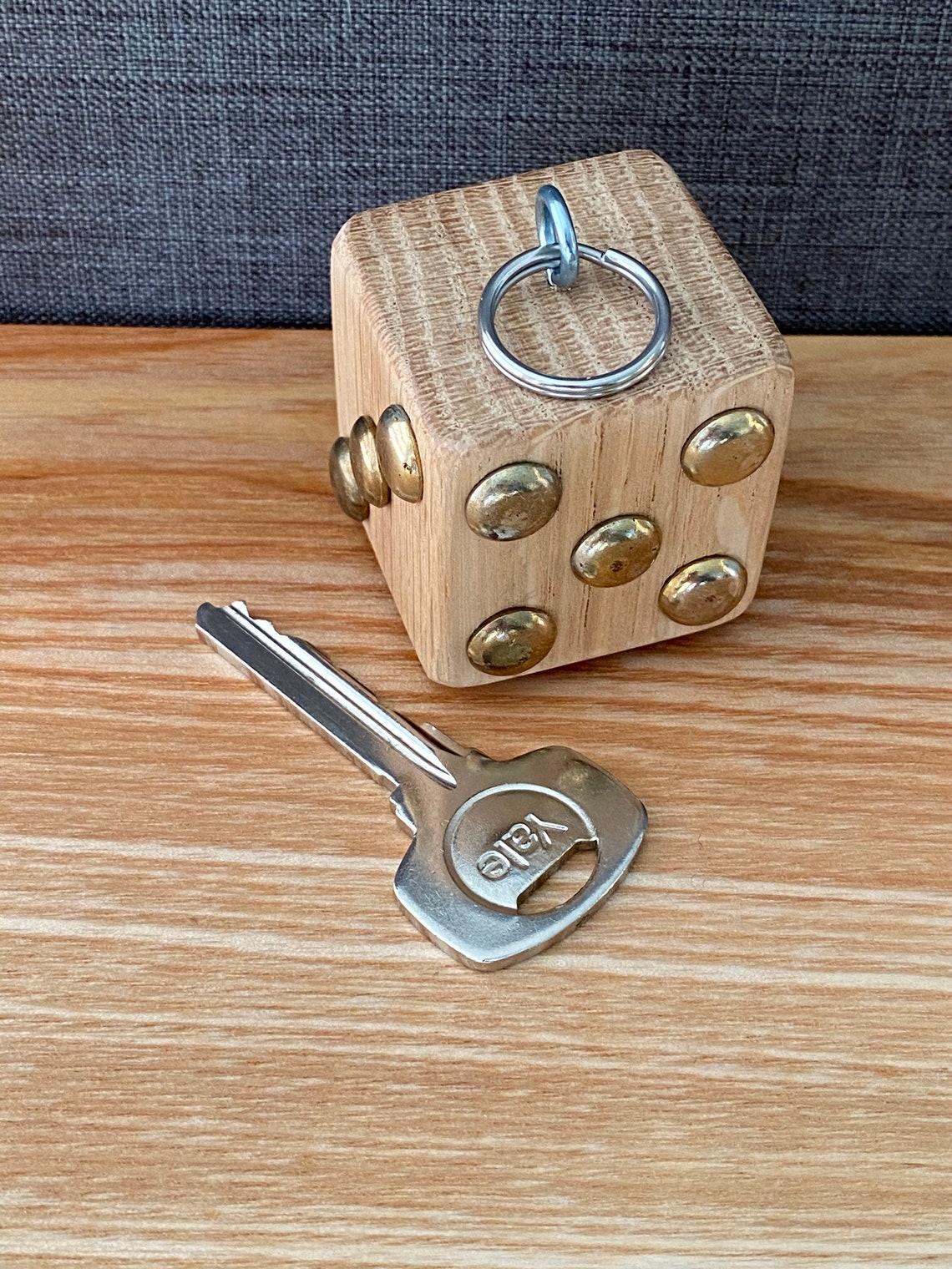Handmade Large Wooden Oak Dice Keyring Etsy