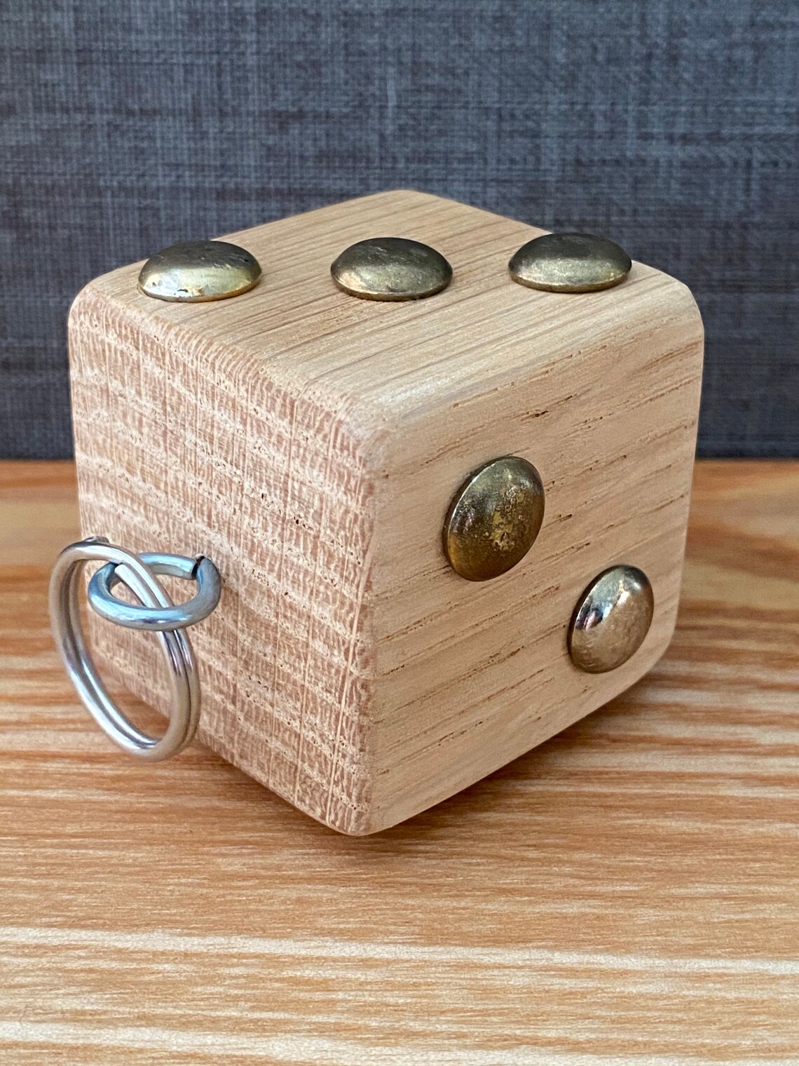 Handmade Large Wooden Oak Dice Keyring Etsy