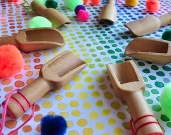 Rainbow Montessori Birch Scoop Spoons 7 pc. Set