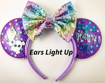 Olaf Inspired Light Up Rainbow Mouse Ears