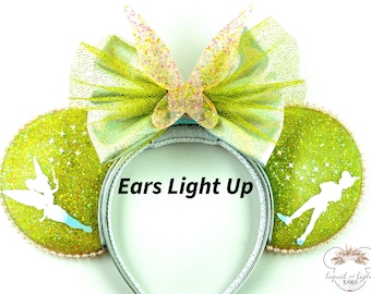 Light Up Tinkerbell Peter Pan Inspired Mouse Ears | Neverland Headband | Green | Fairy