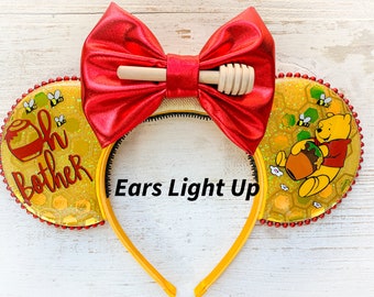 Light Up Pooh Mouse Ears Oh Bother Resin Ears