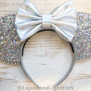 Light Up Holographic Silver Resin Mouse Ears