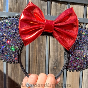 Light Up Black Glitter Mouse Ears