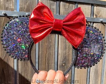 Light Up Black Glitter Mouse Ears