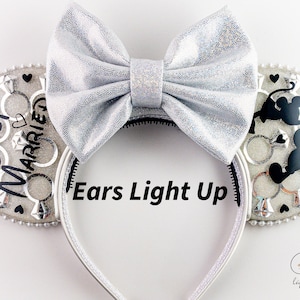 Light Up Just Married Resin Mouse Ears