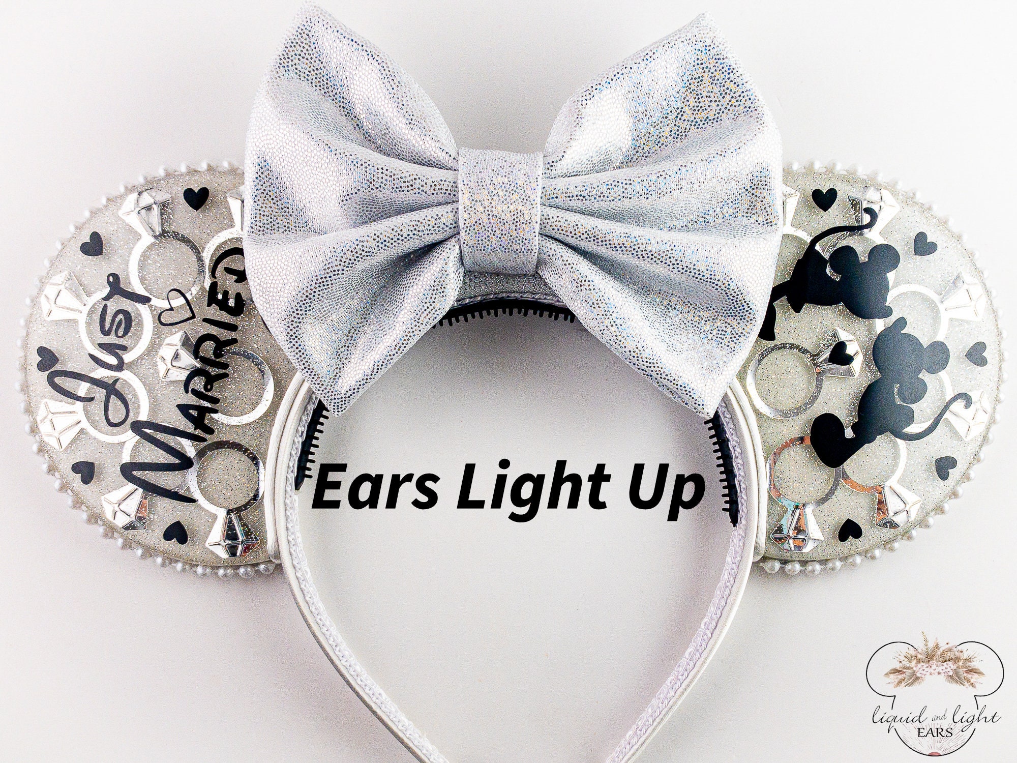 Light Up Just Married Resin Mouse Ears