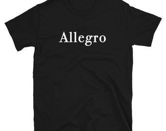 Allegro Classic Music Theory T-Shirt | Music Gifts For Musician, Composer, Student, Teacher, Choir | Musical Terms | Music Theory Piano
