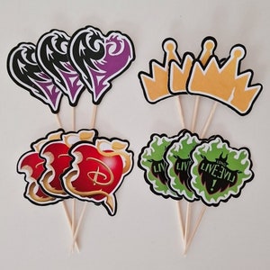 Ein Satz von 12 Descendant Cupcake Charm Toppers (Karte)