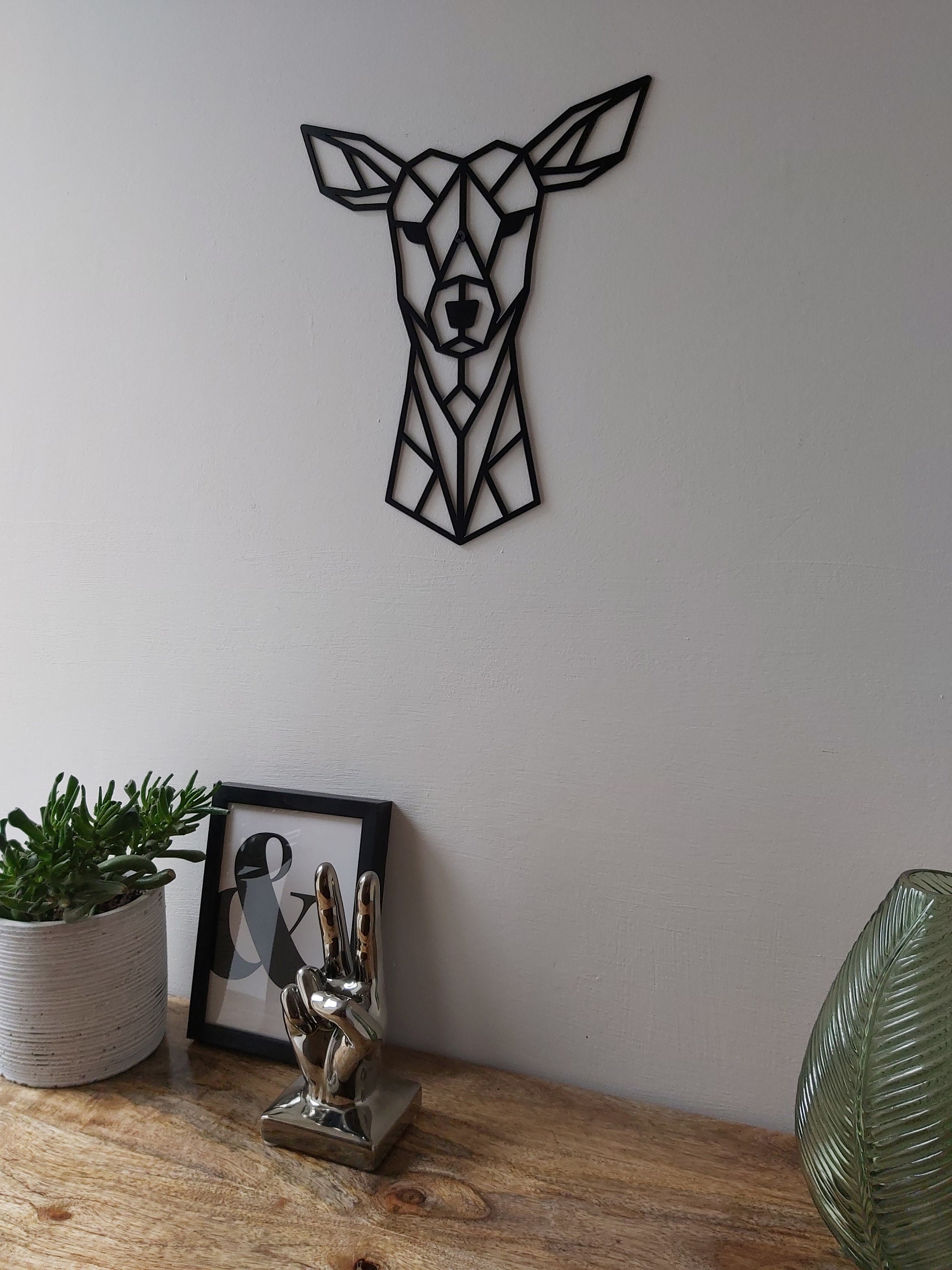 Stag Head/Metal Wall Art/Geometric Wall Art/Doe Etsy