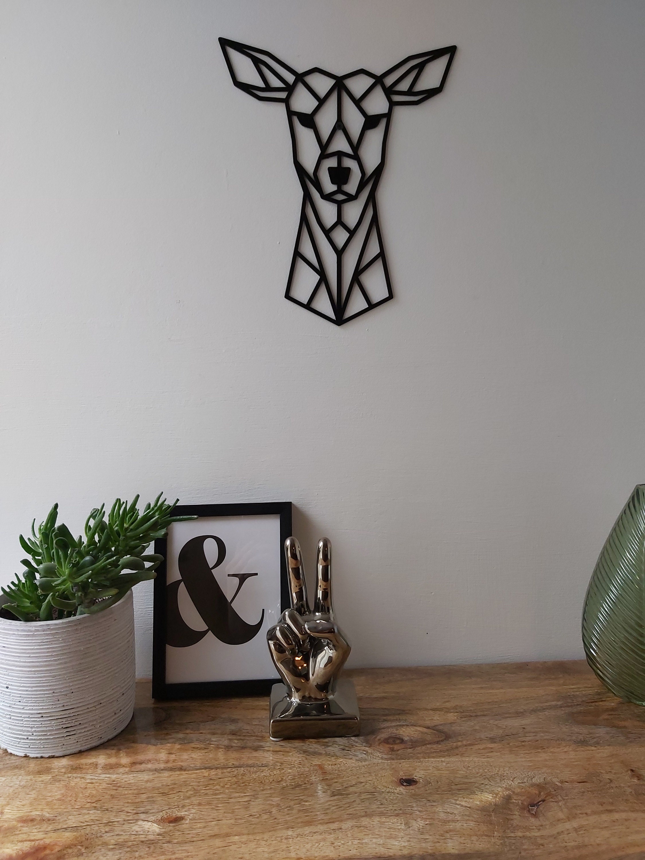 Stag Head/Metal Wall Art/Geometric Wall Art/Doe Etsy