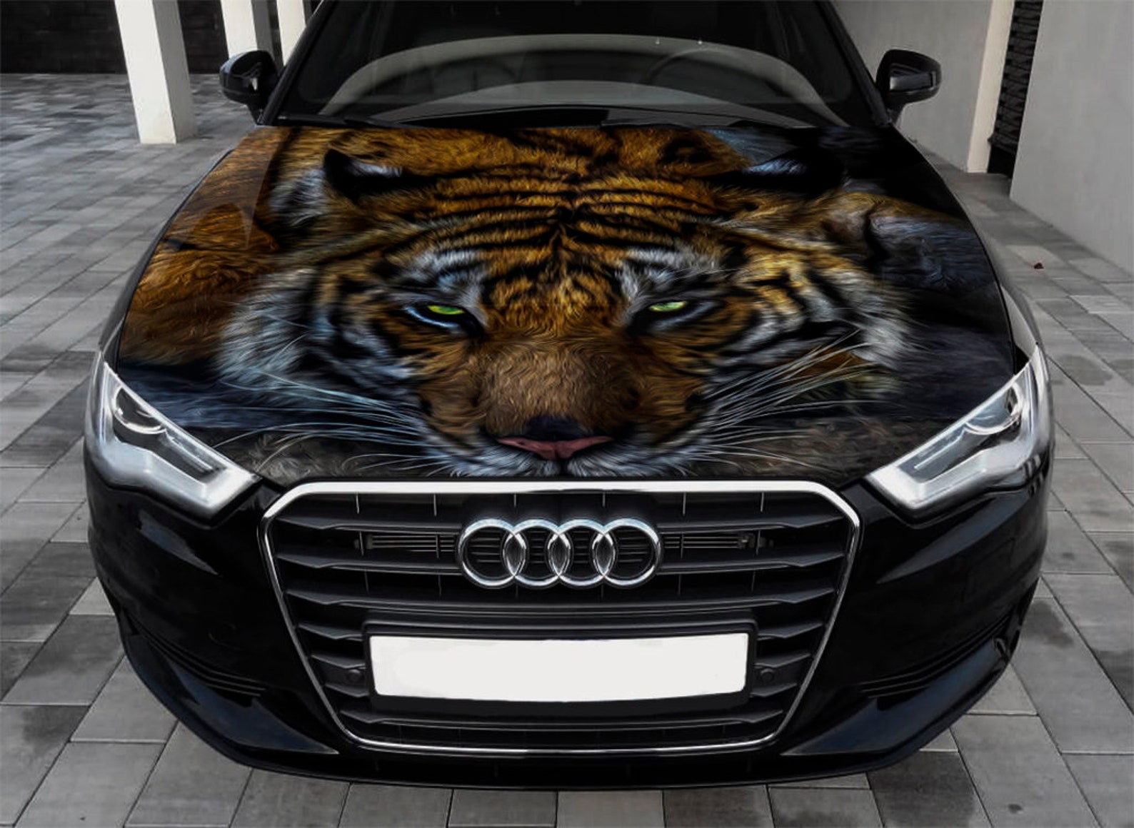 Tiger Car Hood Wrap Vinyl Decal Full Color Graphics Etsy