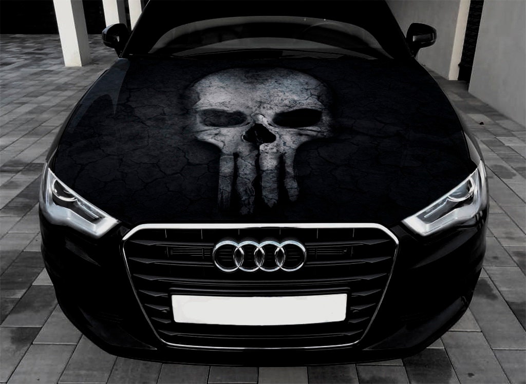 Skull Car Hood Wrap Vinyl Decal Full Color Graphics Etsy