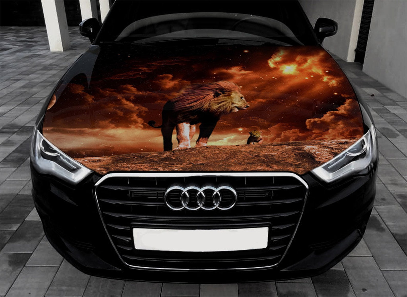 Lion Car Hood Wrap Vinyl Decal Full Color Graphics Etsy