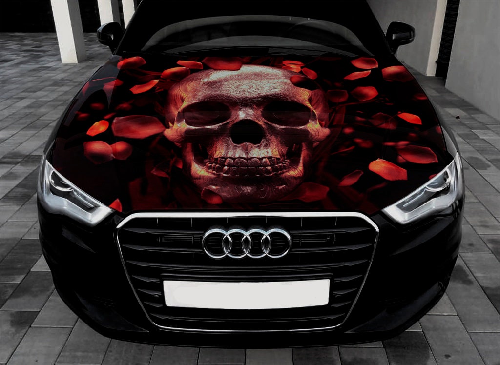 Skull Car Hood Wrap Vinyl Decal Full Color Graphics