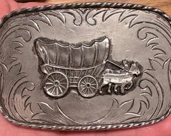 Western Belt Buckle Covered Wagon | Old West Pioneers 