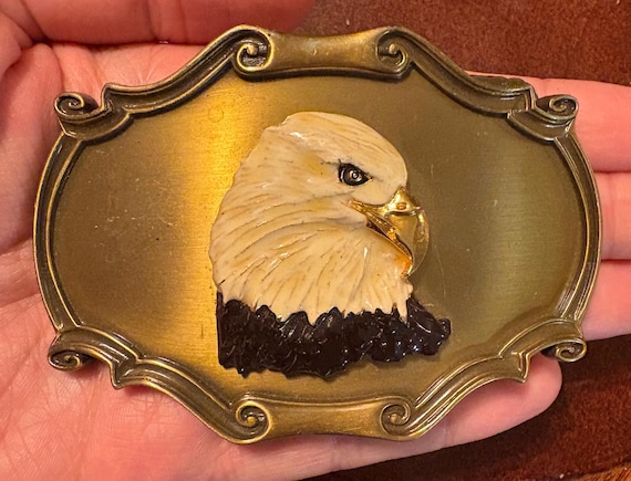 Vintage 1978 Raintree Bald Eagle Brass Belt Buckle – American Pride Series Rare