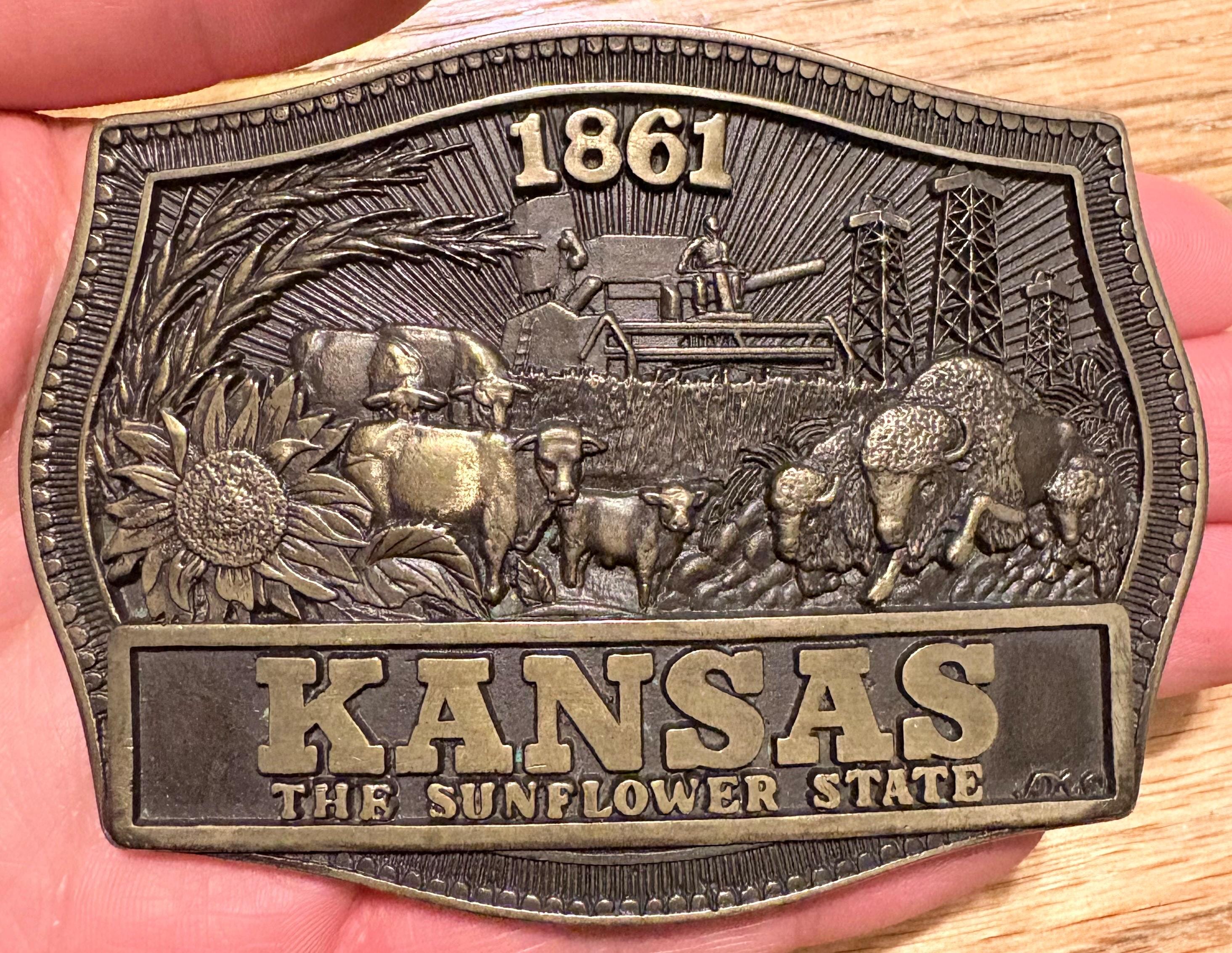 Vintage Kansas Belt Buckle - Etsy