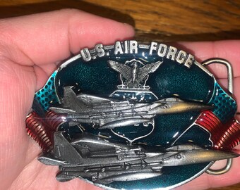 Boucle De Ceinture Militaire Vintage En Laiton - F-15 Eagle 1980 - Marque Bergamote USA - Taille L-41