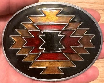 Zabytkowa klamra Arroyo Grande Buckle Co. z 1993 roku, południowo-zachodnia klamra aztecka z Ameryki Północnej AG85, emaliowana, vintage western